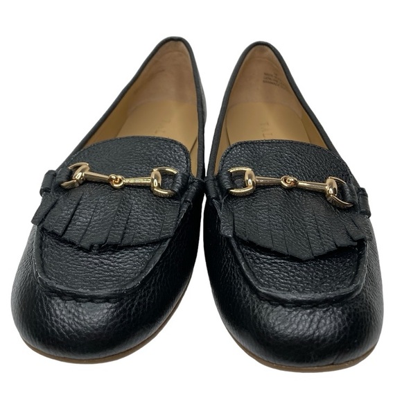 TALBOTS “EVERSON” Black & Gold Horsebit Pebbled Leather Moccasins Loafers, 7M - Picture 7 of 13